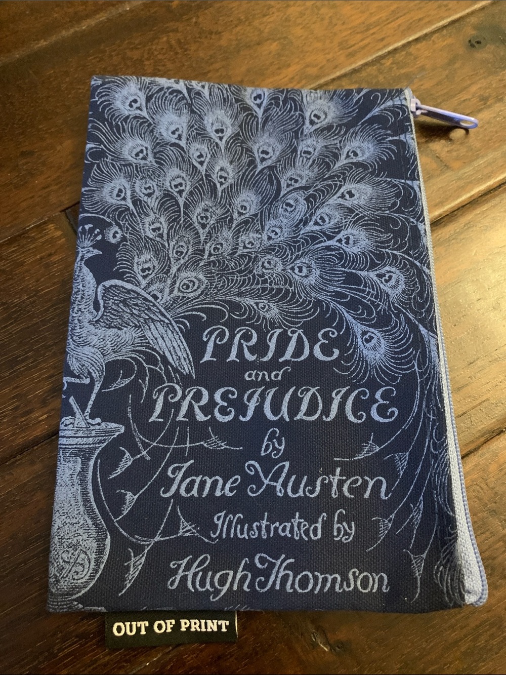 Out of Print Pride and Prejudice Illustrated Book Themed Zip Pouch  - Navy
